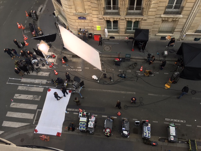 Filming on our street, Paris
